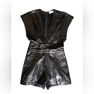 IRO Paris 100% Lambskin Leather Romper Black | FR 36 (US 4)
